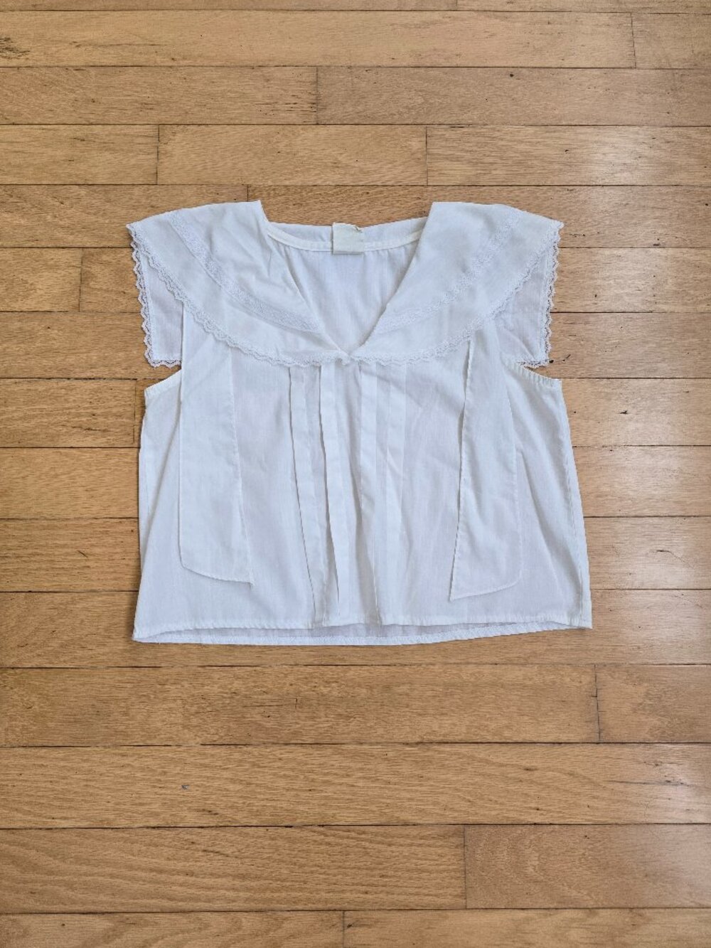 Vintage 70s Gunne Sax Jessica McClintock White Lace Pintuck Prairie Blouse WMS S